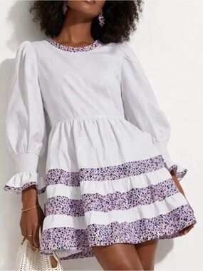 Tuckernuck Purple Floral Tiered Fran Mini Dress